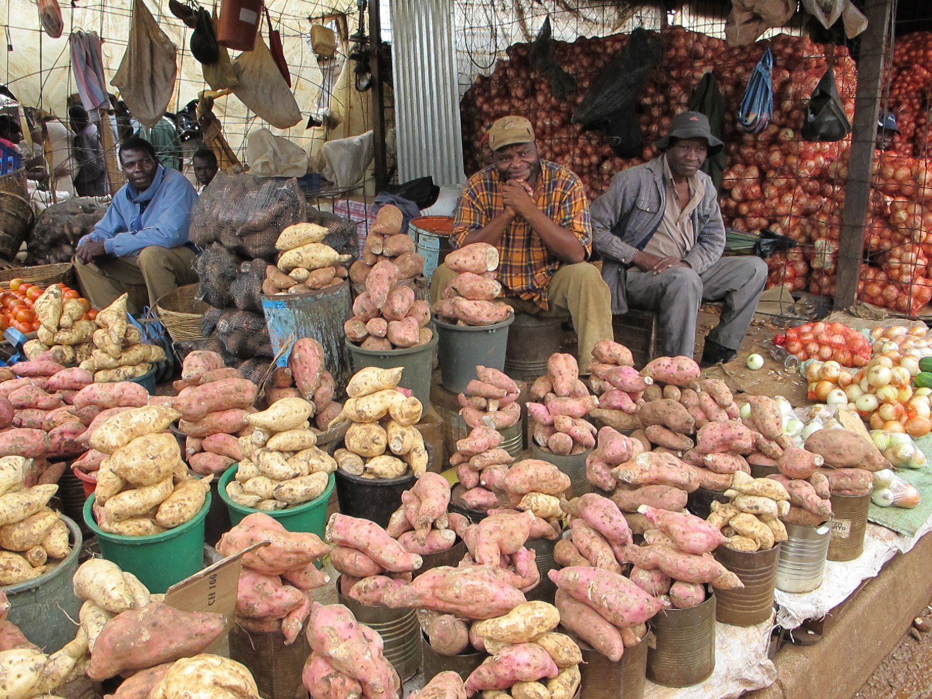 Market Day in Zimbabwe, yes I purchased such a potato - apparently they are eco.